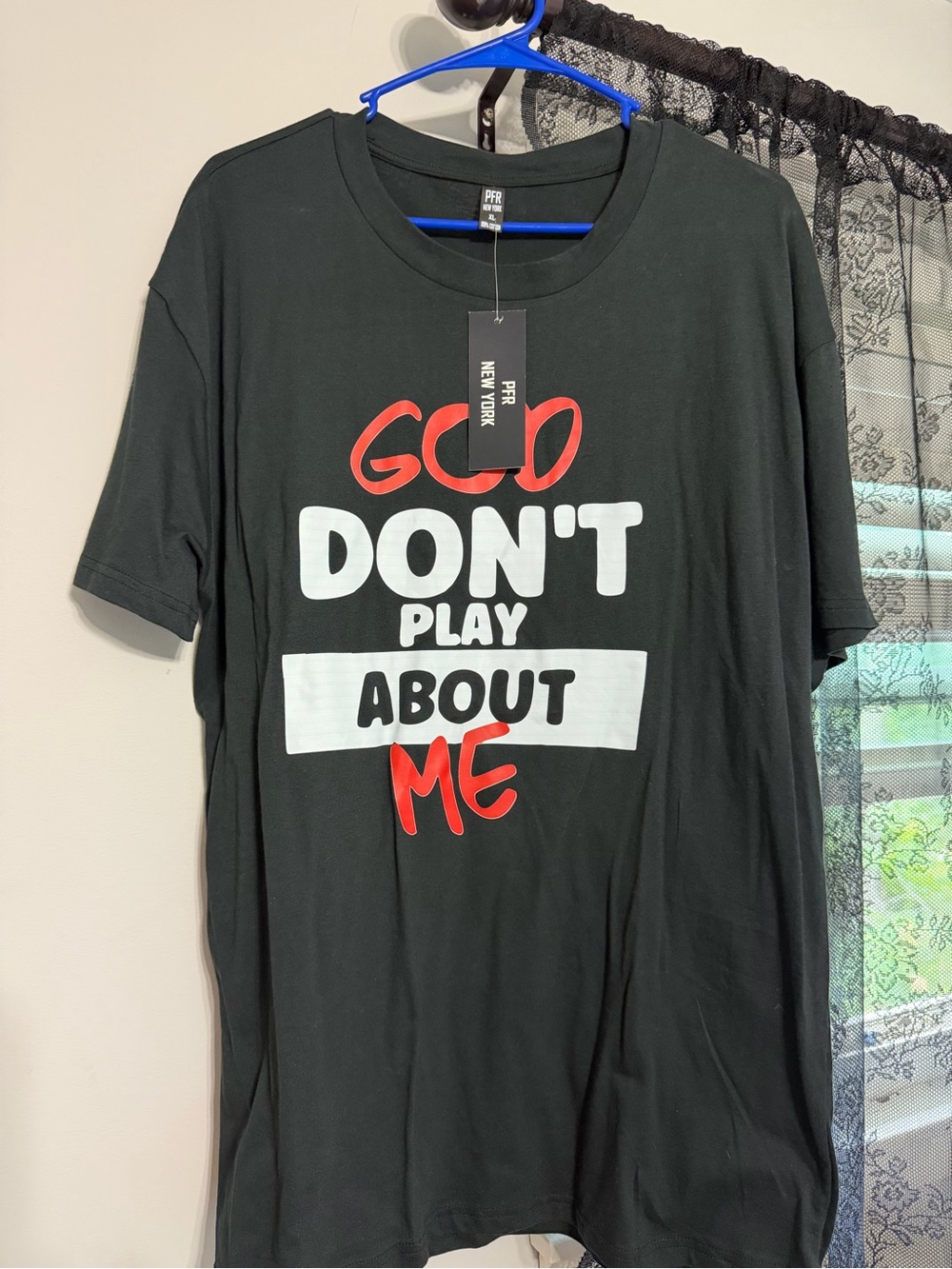 Black Graphic Tee - "God Don't Play About Me"